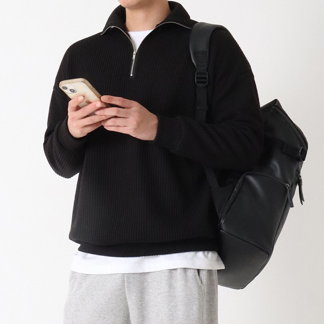 M~4XL 지지블랙 로베르 오버핏 하찌 반집업 니트 빅사이즈