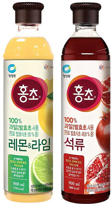 청정원 홍초 레몬라임 + 석류, 1세트, 1.8L