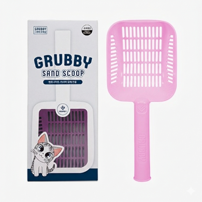 그루비 고양이 벤토모래 삽, 멜로우핑크, 1개