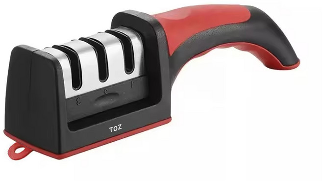 그로우핸즈 멀티 3단 칼갈이 가위 가정, 블랙&레드, 1개