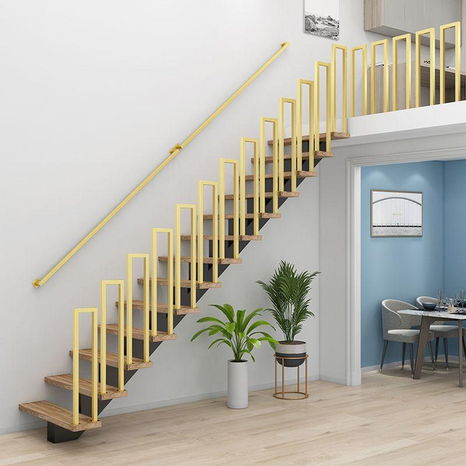 계단 안전바 가드 주택 실내 펜스 손잡이 복층 핸드레일 레일 정사각/원타입파이프/높이55CM, R.정사각/원타입파이프/측면95CM, 1개