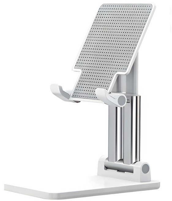 로랜텍 2배 거치 이중강화 다용도 탁상용 접이식 휴대용 각도조절 태블릿 핸드폰 거치대, 화이트, 1개