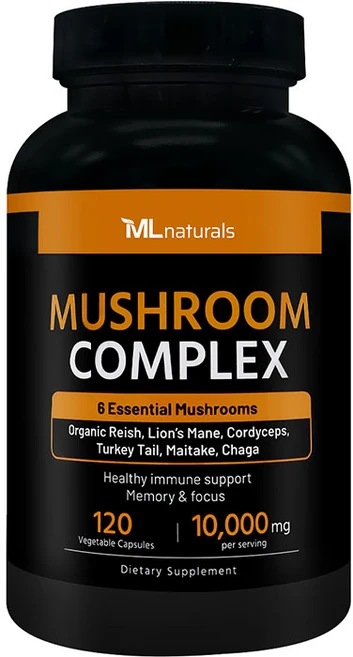 [미국빠른직구] 신제품 마이라이프 내추럴스 버섯 컴플렉스 10 000 mg (동충하초 영지버섯 노루궁뎅이버섯 구름버섯 차가버섯 잎새버섯), 1개, 120정 - 쿠팡