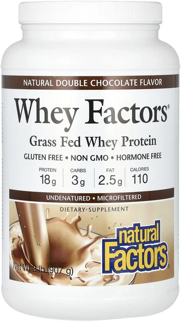 몸관리하세요 겨울입니다 Natural Factors Whey Factors 목초 사육 유청 단백질 천연 더블 초콜릿 907g(2lbs) 특별관리진행, 1개, 907g - 쿠팡