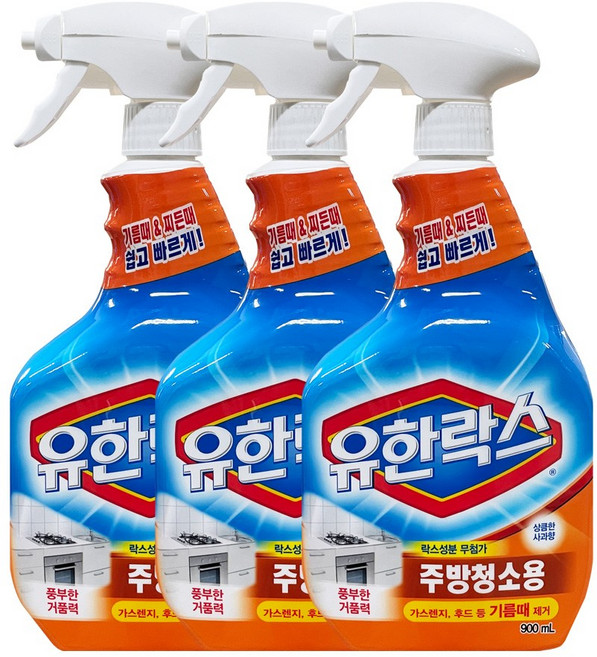 유한락스 주방청소용, 900ml, 3개