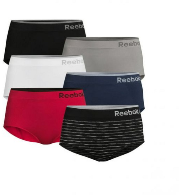 Reebok 리복 언더웨어 여성 심리스 브리프 팬티 블랙세트 6팩 (6가지 색상)