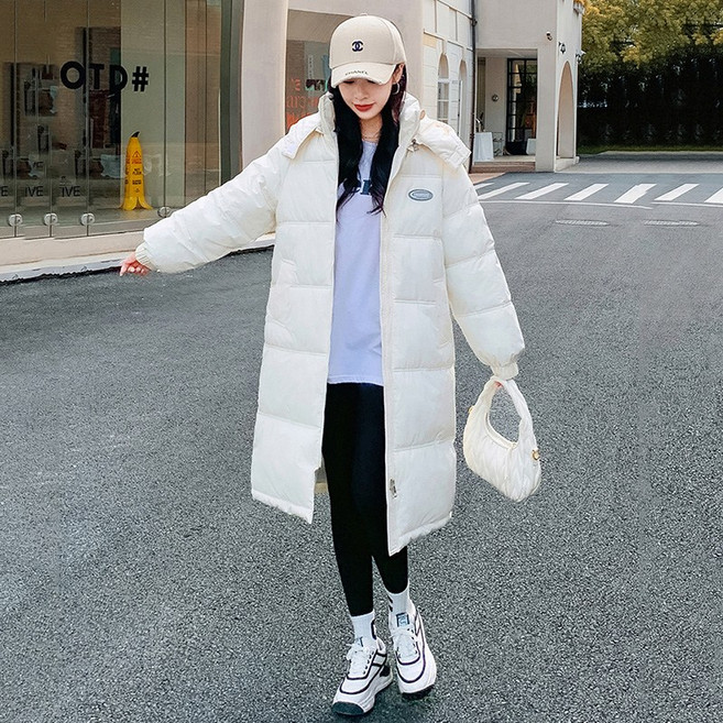여성 캐주얼 빅사이즈 후드 겨울 코트 오버핏 데일리 하이넥 롱 패딩