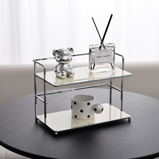 데코트리 모던 아크릴 2단 향수 정리대, 아이보리, 1개
