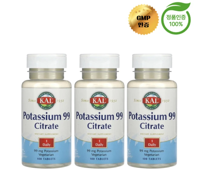 2+1 KAL 구연산 칼륨 포타슘 시트레이트 99mg 100정, 3개 - 쿠팡