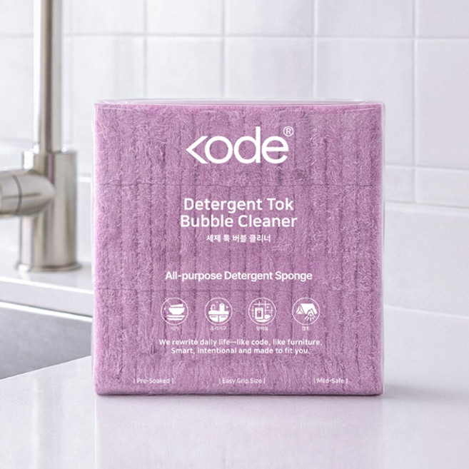 코드니처 세제 톡 버블 클리너 다용도 수세미, 1세트, 60개, 퍼플