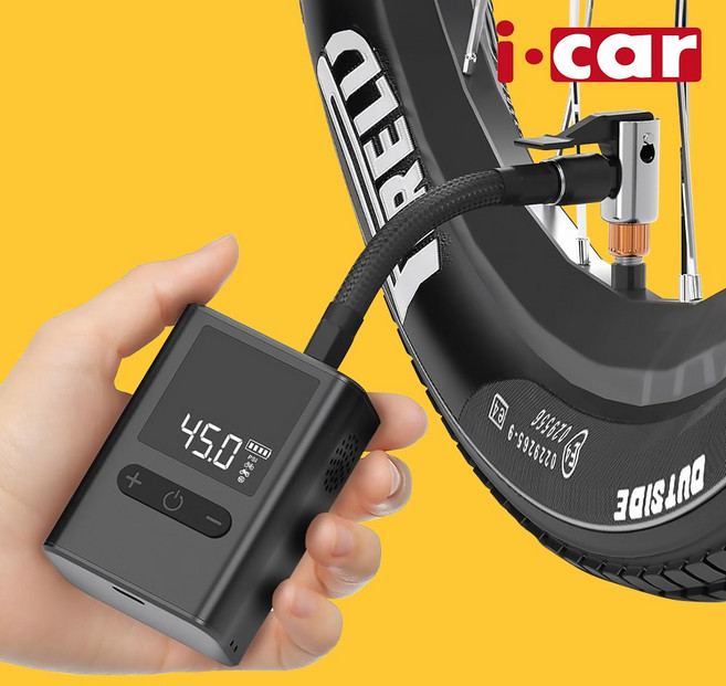 초소형 전동 무선 자전거 공기주입기 에어펌프 오토바이 공기압 최대100psi 로드자전거 아이카 에어고, 블랙, 1개