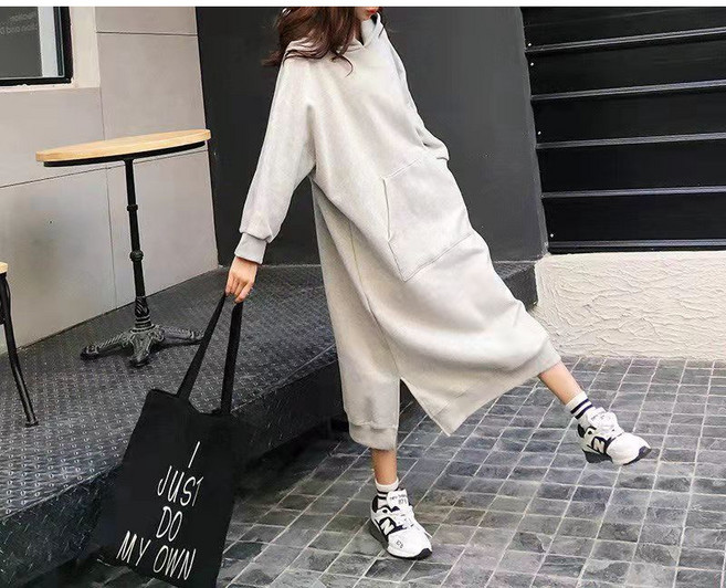 해피유통 여성 루즈핏 패션 무지 후드 롱 맨투맨 jhlyt