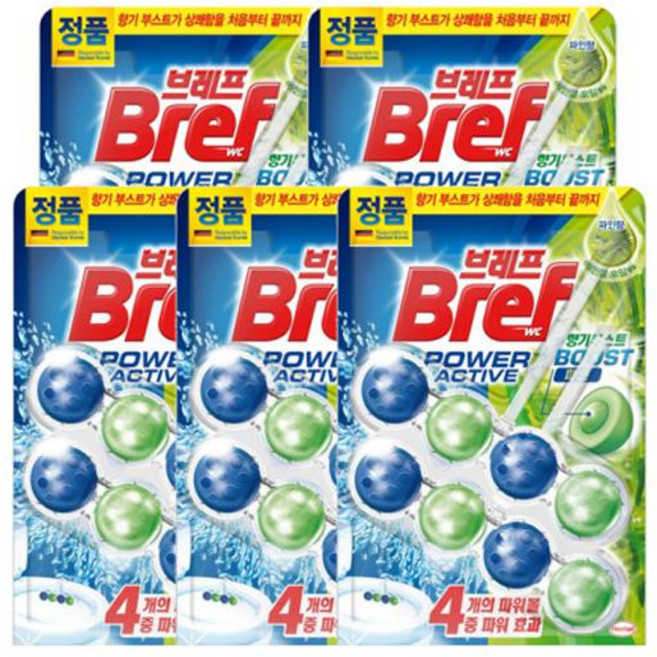 브레프 변기 세정제 파워액티브 파인 포레스트 2P X5개 브리프 변기 자동 남자 소변기 방향제 탈취제 세정볼 세정제, 5개