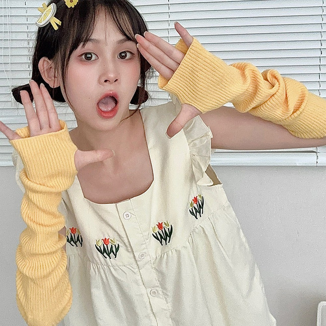 하이유니 비비드컬러 니트 골지 팔 손 토시 핸드 암 워머