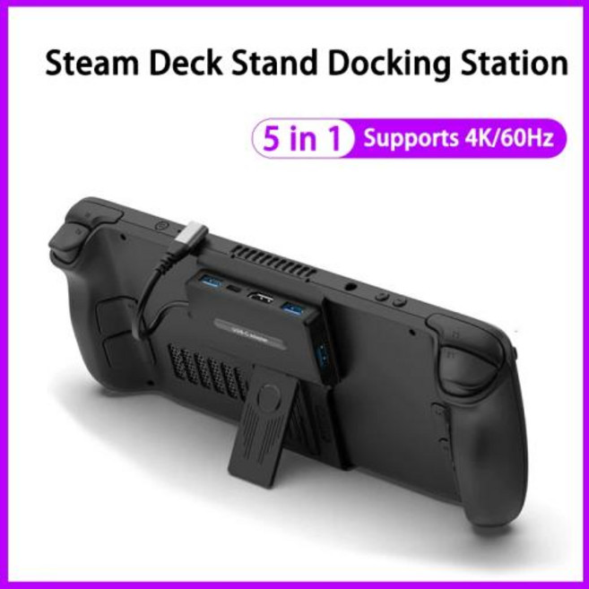 Steam Deck OLED 및 X 10-in-1 탈착식 듀얼 냉각 팬 4K60Hz USB 포트 4개 100W PD 충전 기가비트 이더넷 포트, 5)Stand 5 in 1