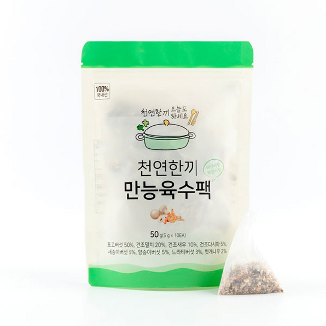 천연한끼 만능 육수팩 50g 10티백 다시팩 국물요리 버섯 멸치 한생원, 1팩