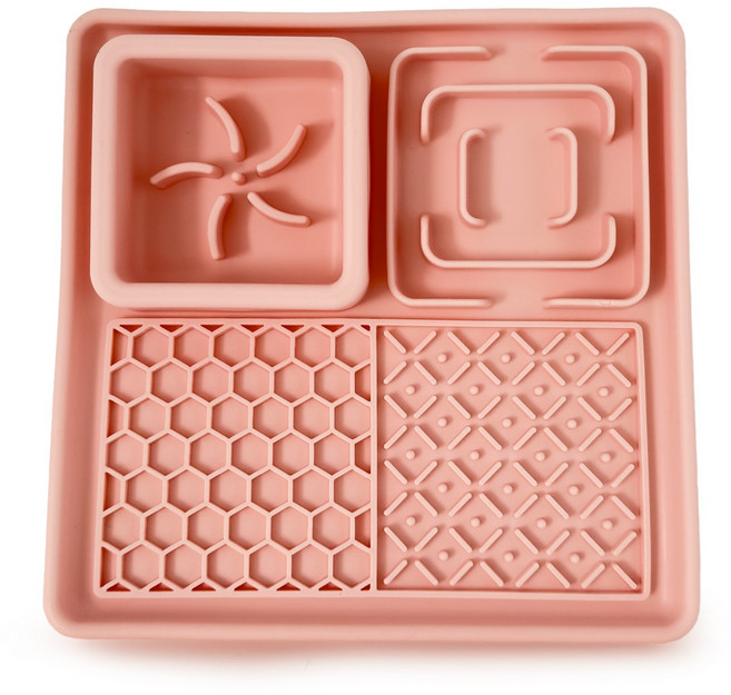 꼬물이네샵 반려동물 급체방지 흡착식 슬로우식기 실리콘식기 리킹매트, 1개, 베이비핑크