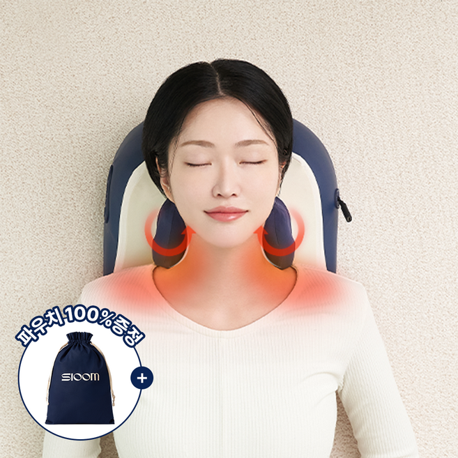[슬룸 정품] 슬룸 넥숄더 프로 초강력 목 어깨 마사지기 무선 온열 베개형 안마기, 1개