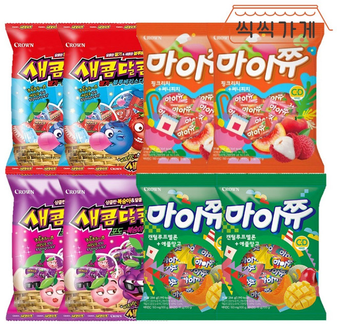 마이쮸 대용량 2종 2봉지씩 + 새콤달콤 대용량 2종 2봉지씩, 2세트, 284g