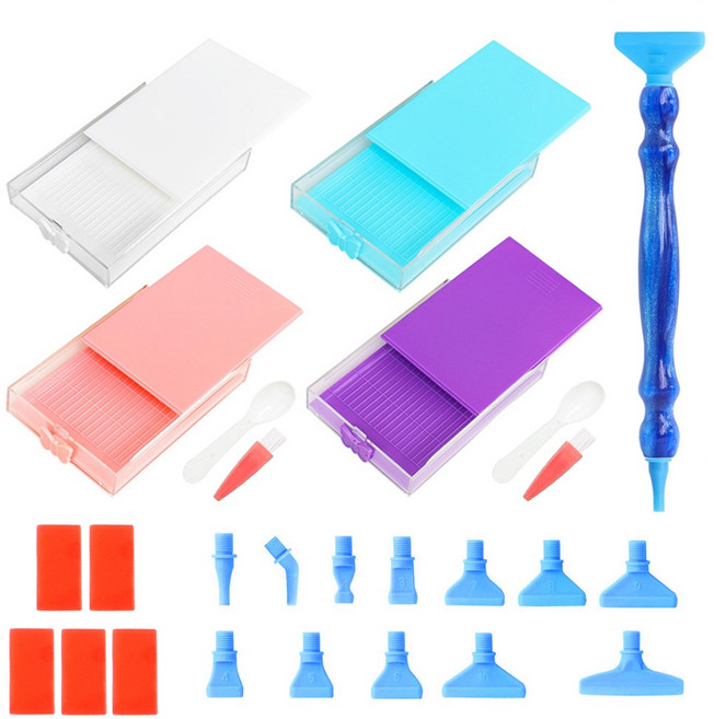 블링블링 보석십자수 멀티트레이펜세트 비즈 고체풀 펜, 1세트, 파랑