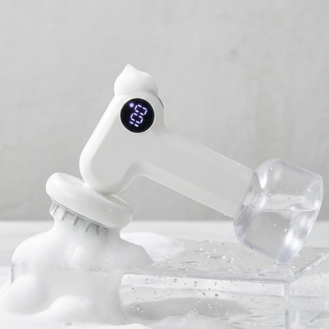 타이니무무 강아지 저자극 초미세 자동 거품 실리콘 브러쉬, 1개, 화이트