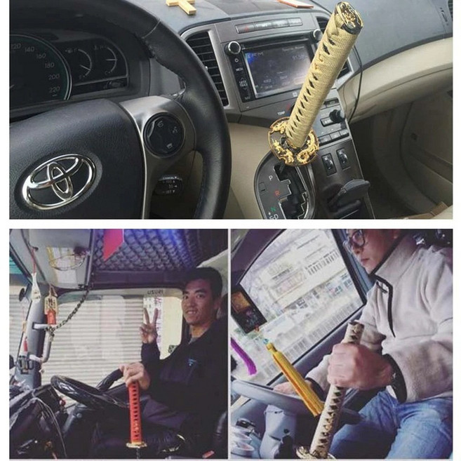 A1 사무라이 칼 카타나 기어봉 노브 스틱 레버 교체용, 150MM black with red