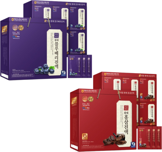 더존건강 황제 블루베리 진액 1 박스 & 황제 홍삼진액 1 박스, 1.8L