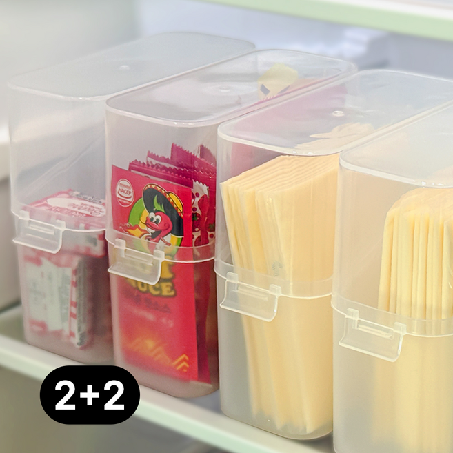 코드86 치즈 소스 보관 케이스 냉장고 수납 정리함, 4개, 화이트(반투명)