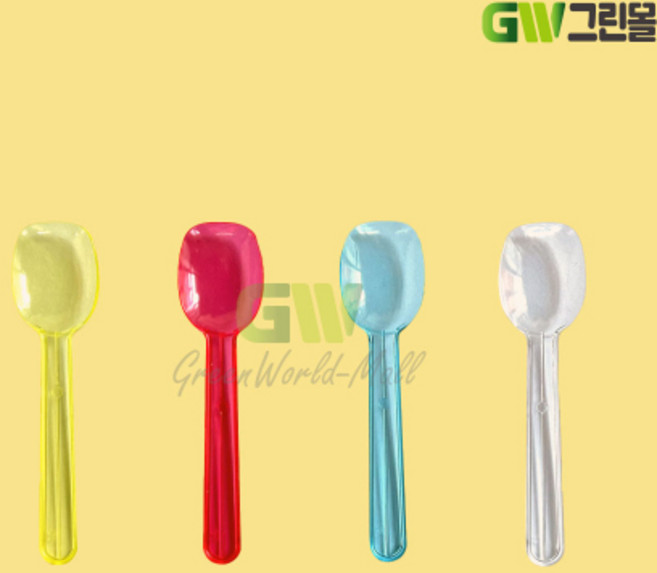 [그린몰]시식용 미니 스푼 84mm 묶음포장 10000개 색상선택 CK 아이스크림 젤라또 빙수, 빨강