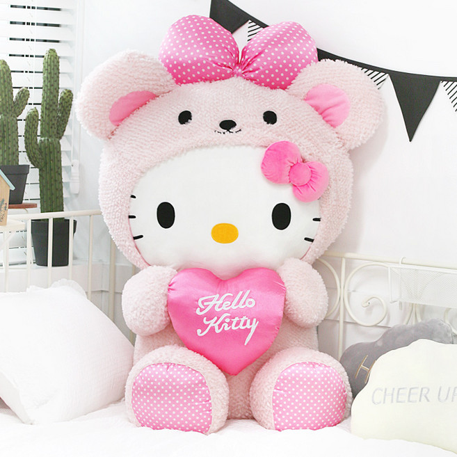 헬로키티 자이언트 100CM 대형인형, 헬로키티 핑크하트베어, 1개