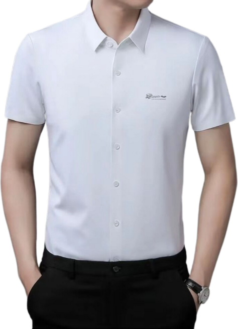 남성 댄스복 셔츠 고탄력 반팔 셔츠 9Z589, XL/115, 화이트