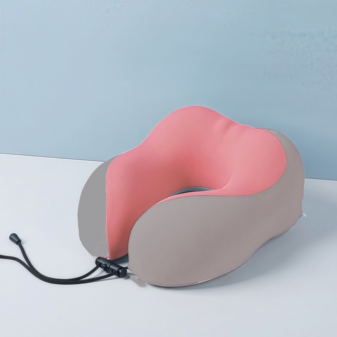 프리아 여행용 메모리폼 목쿠션, 핑크 그레이