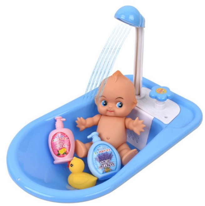 오즈토이 빅사이즈 퐁퐁 물이 나오는 샤워기 욕조 목욕놀이완구, ALL BLUE 본품, 2개