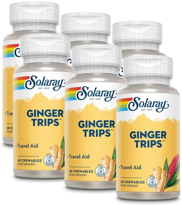 솔라레이 진저 트립 트래블 에이드 츄어블 SOLARAY Ginger Trips, 6개, 60정 - 쿠팡