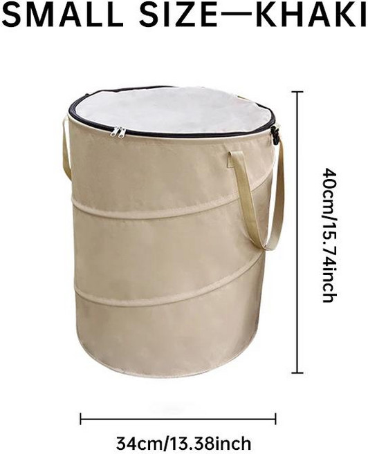 야외 접이식 팝업 쓰레기통 내부 세분화 스테레오 지원 캔버스 캠핑 장난감 양동이 세탁 바구니, 1개, 01 Khaki trumpet