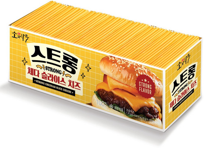 동원 스트롱 체다 슬라이스 치즈 100매, 100개, 18g