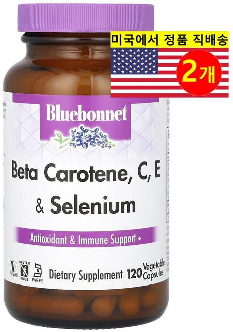 Bluebonnet Nutrition 블루보넷 뉴트리션 베타 카로틴 7500mcg C E 셀레늄 200mcg Beta Carotene C E Selenium, 2개, 120정 - 쿠팡