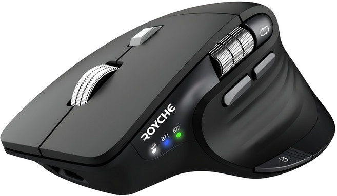 로이체 프리미엄 오피스 마스터 스마트 스크롤 멀티페어링 충전식 블루투스 무선 마우스, RX-900S, 블랙