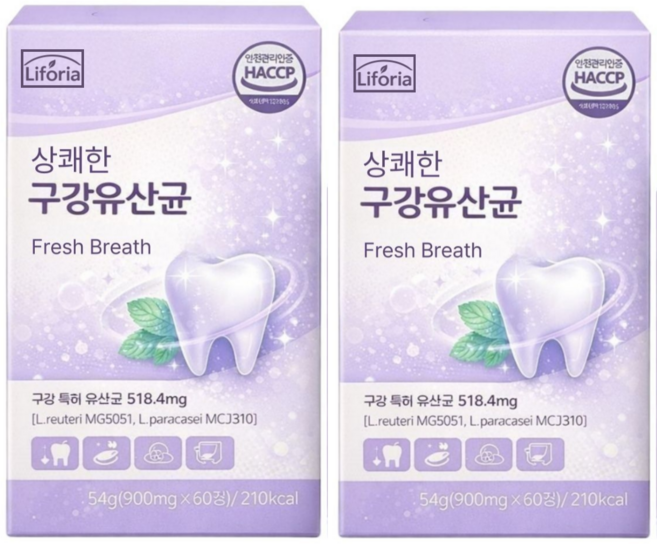 12개 구매 시 닥터파이토 덴티백 pro 구강유산균 m18 증정 / 리포리아 구강유산균 자일리톨 캔디, 2개, 60정