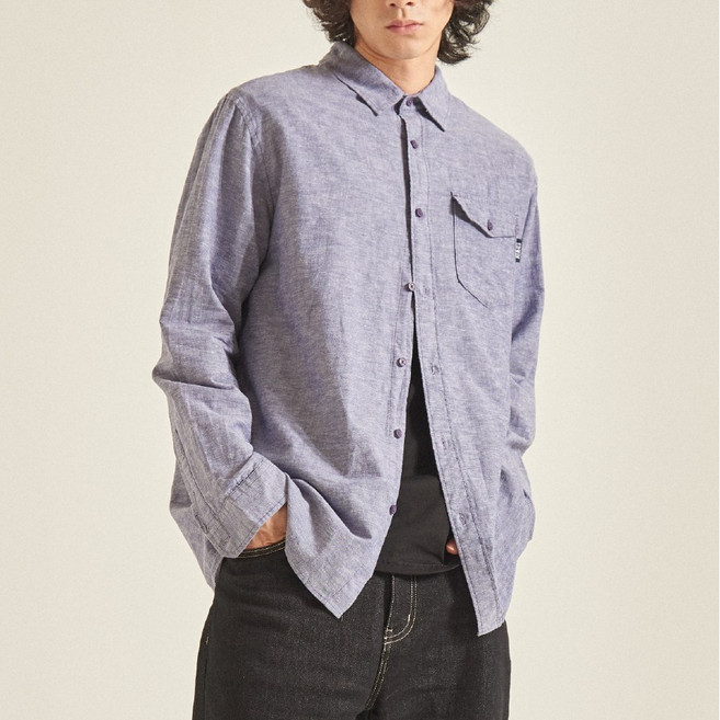 에드윈 남성 여름 긴팔 린넨 마 셔츠 여름 시원한 기본 데일리 쿨 루즈핏 2col 블루셔츠 네이비셔츠