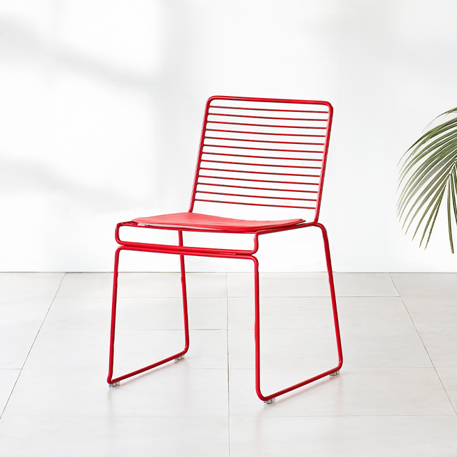 퍼니인어스 헤이히체어 스틸 야외의자 테라스체어 카페 정원 인테리어체어, 레드, 1개