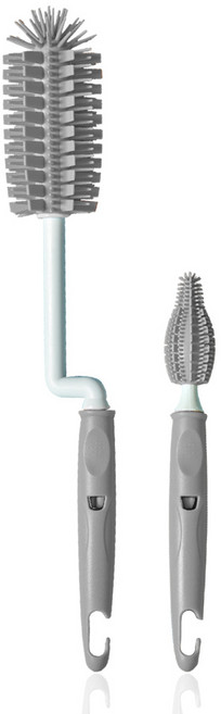 리에또 와이드 실리콘 젖병솔 회전형 2종세트, 1개, 그레이