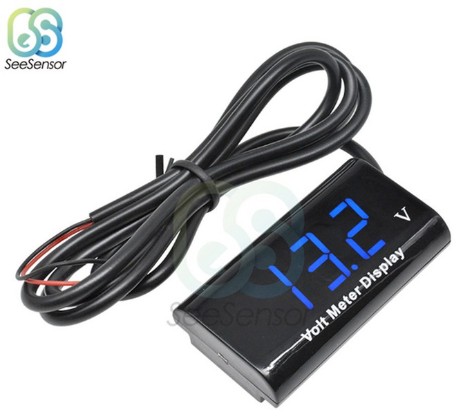 12V 방수 LED 미터 전압계 모니터 감지기 패널 디스플레이 오토바이 볼트 디지털 자동차 표시기 전압, 06 Blue, 1개