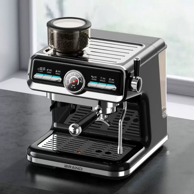 Espresso Machine意式咖啡機家用小型半自動20Bar咖啡機奶泡, 1個, QF888按鍵:國內可用插