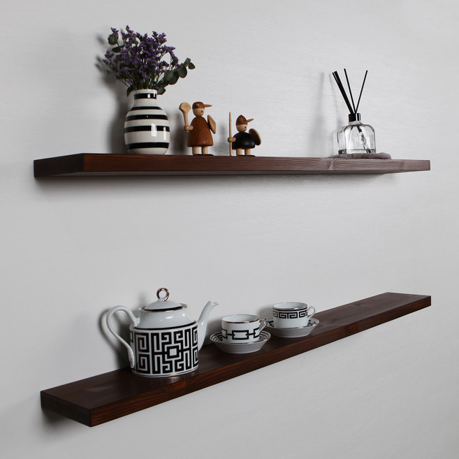 주문제작 긴선반 인테리어 벽걸이선반 무지주 원목 벽선반, 엔틱브라운(칠도장)