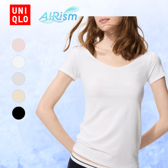 [국내정품] 유니클로 에어리즘 U넥 T 여성 속옷 반팔 티셔츠 내의 사계절용 JUPN
