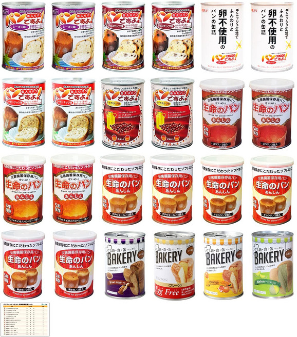 빵통조림 비상량 빵 5년 보존 14종류 총 24캔 베리에이션 세트 통조림 식 장기 방재품, 빵 통조림 세트 (총 14종류)