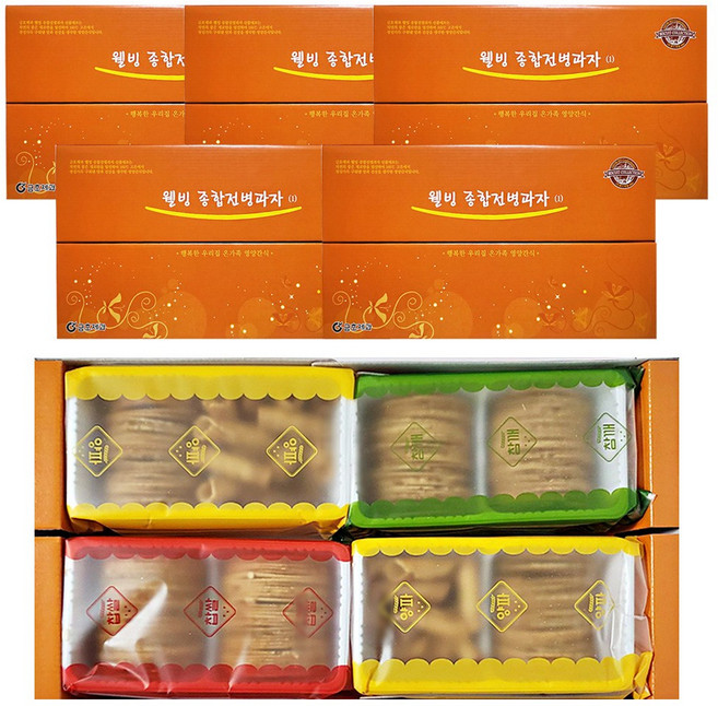 금호제과 웰빙 종합 전병과자 선물세트 1호 어르신 명절 옛날과자, 520g, 5개