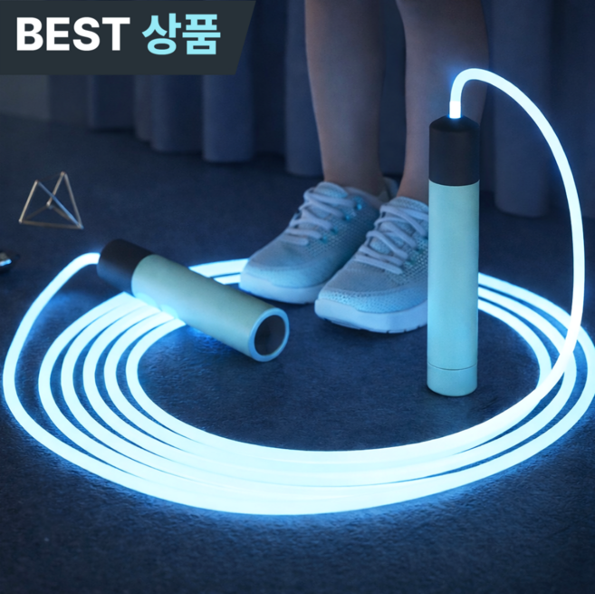 JJUBI LED 줄넘기 야광 어린이 유아 성인 (사은품 건전지 4개증정), 블루, 1개