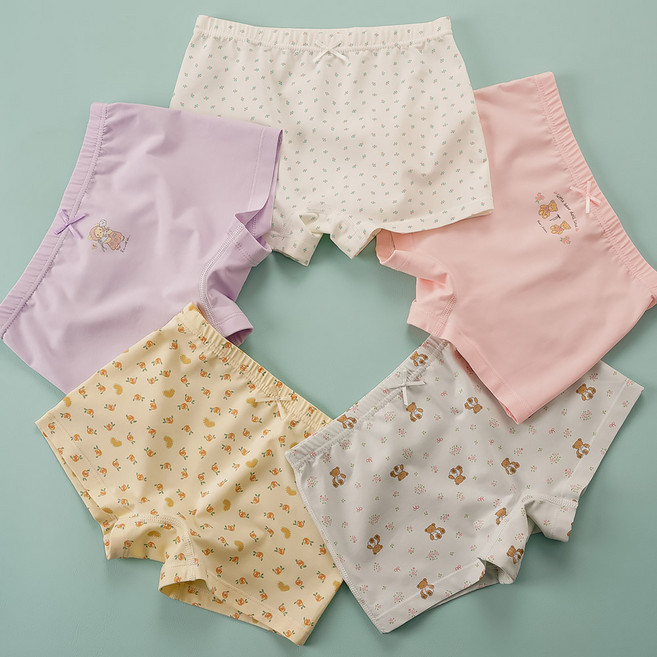 [빌도르] 곰인형 5매 여아 드로즈 사각 아동 키즈 어린이 팬티 세트